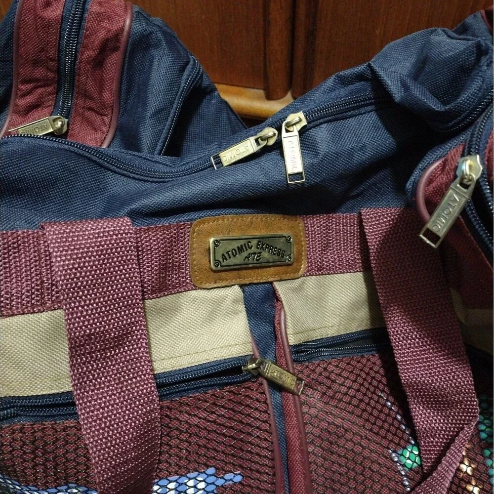 Vintage 90s Atomic Express Duffel Bag Travel Weekender Gym Retro Colors Large